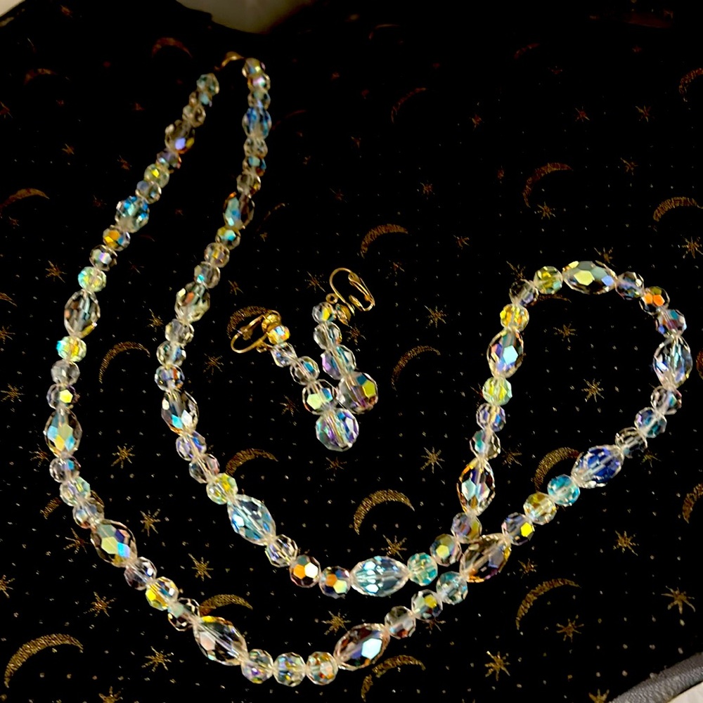 Vintage Crystal strand and clip earrings